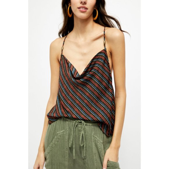 Free People Tops - NWT Free People Stevie Cowl Neck Tank / Blue Combo